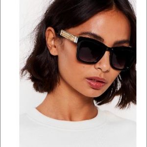 Nasty Gal Square Oversized Chain Sunglasses